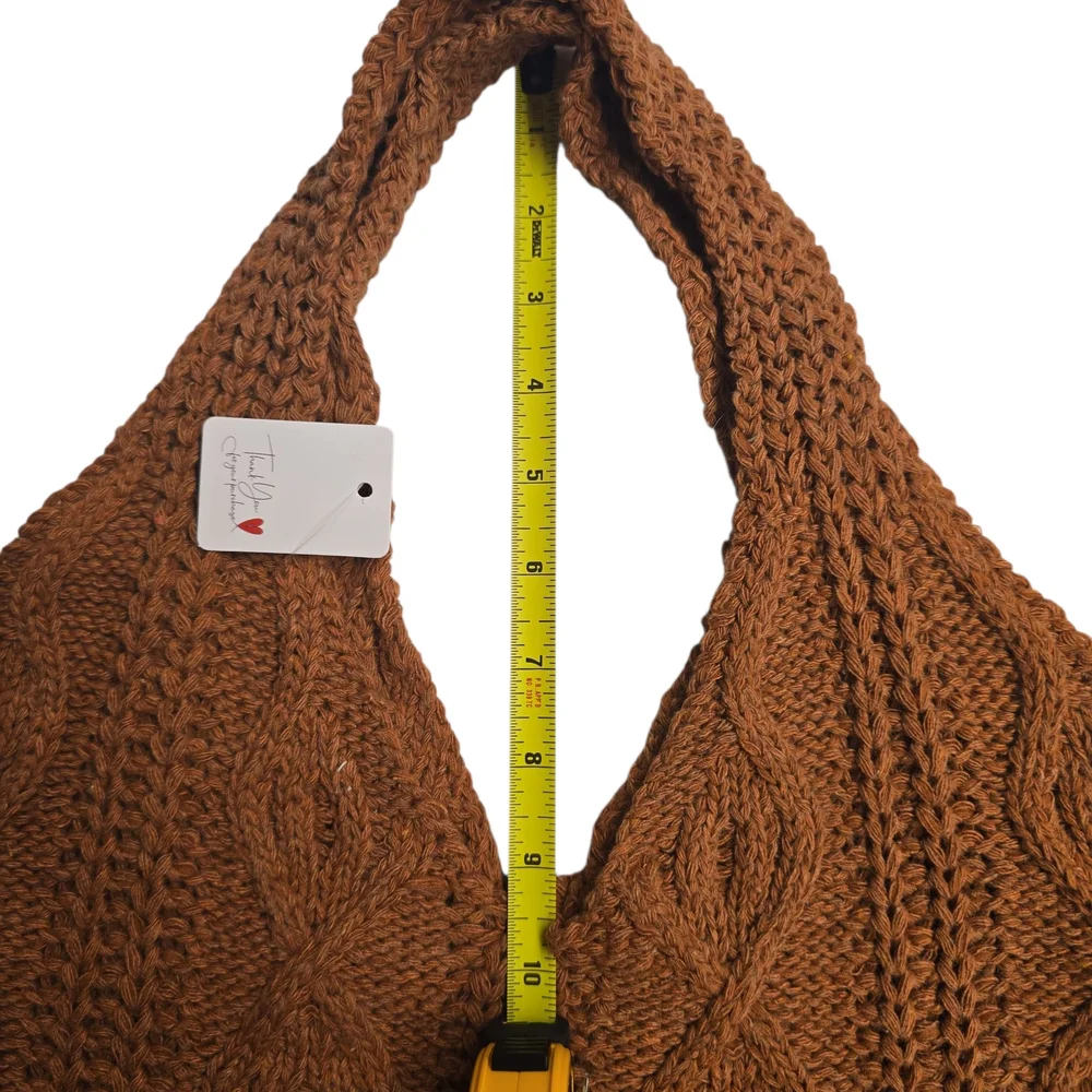 Handcrafted Knit Tote Bag - Tan